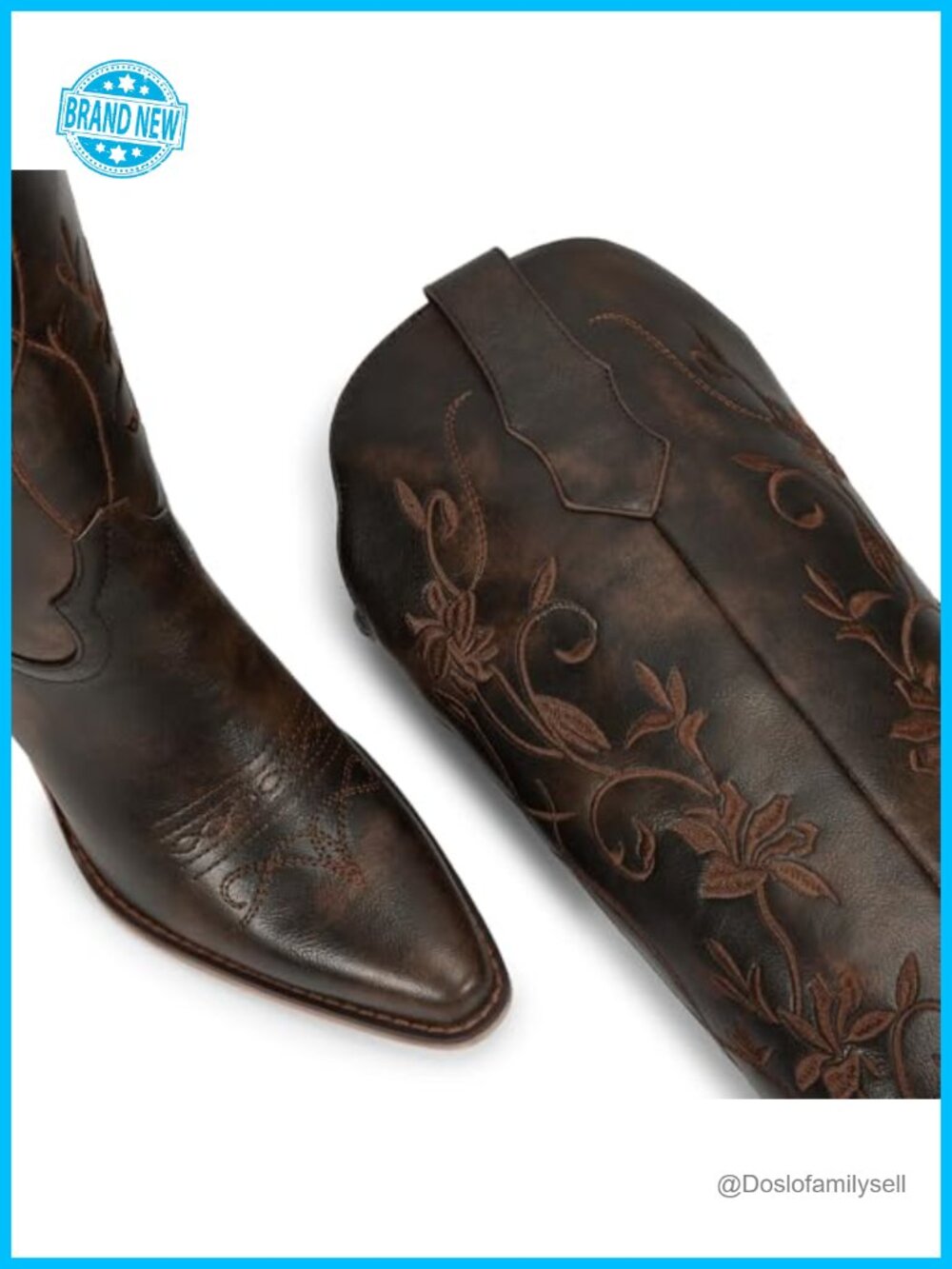 Vintage Embroidered Cowboy Boots Knee High Block Heel Pull-On - Picture 4 of 6